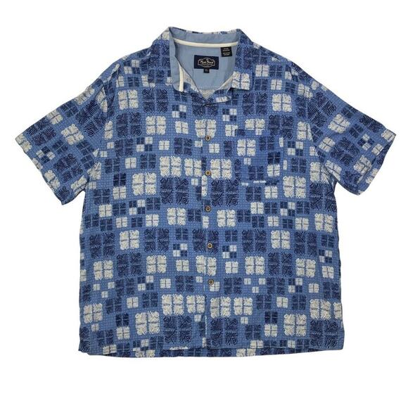 Nat Nast Shirt Mens XL Blue Navy Silk Blend Luxury Originals Button Up Hawaiian - Picture 1 of 9